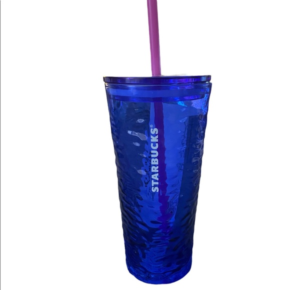 STARBUCKS Blue Glass Cold Cup NWT